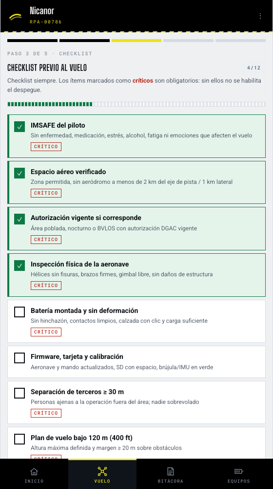 AÉREO Flota · Checklist